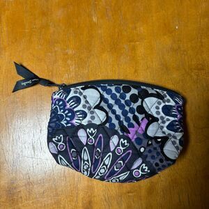 Vera bradley cosmetic coin pouch purple floral pattern